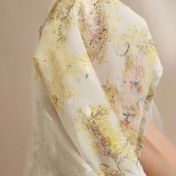 Multicolor Elegant Women's V-Neck Floral Print Sleeve Cottagecore Dress - Picture 8 of 8